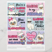 6 Llama Kinder Classroom Valentijnsdagen Kaarten Briefhoofd (Voorkant)