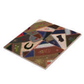 6" Lucky Hoefijzer Patchwork Crazy Quilt Tegeltje (Zijkant)