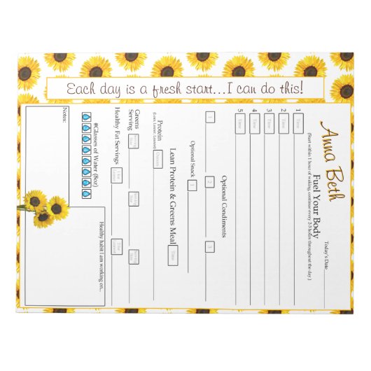 6 maal per dag uw lichaam opvoeden met de voedselt notitieblok (Voorkant)