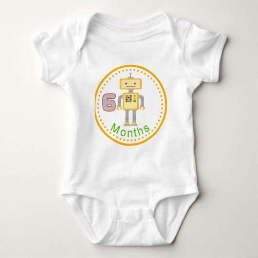 6 maanden Baby gele robot Romper (Voorkant)