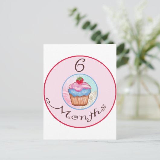 6 maanden Cupcake Milestone Briefkaart (Staand voorkant)