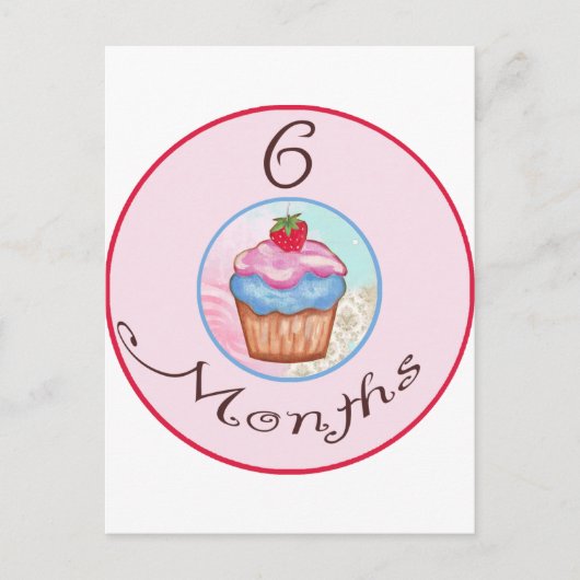 6 maanden Cupcake Milestone Briefkaart (Voorkant)