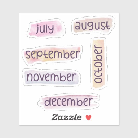 6 Maanden van het Jaar -Juli tot Dec- Headers Sticker (Vel)