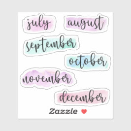 6 Maanden van het Jaar -Juli tot Dec- Waterverf Sticker