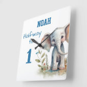 6 maanden verjaardag olifant vierkante klok (Hoek)