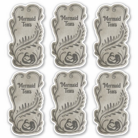 6 Mermaid Tears Potion Flessenetiketten Sticker (Voorkant)