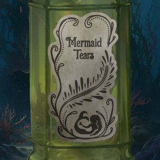 6 Mermaid Tears Potion Flessenetiketten Sticker
