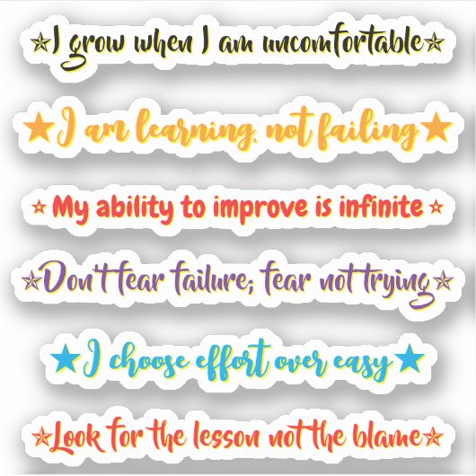 6 Mindset Quotes | Motivational & Inspirational Sticker (Voorkant)