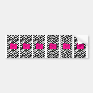 6 Miniatuur Label Hot Pink Zebra Print Bumpersticker