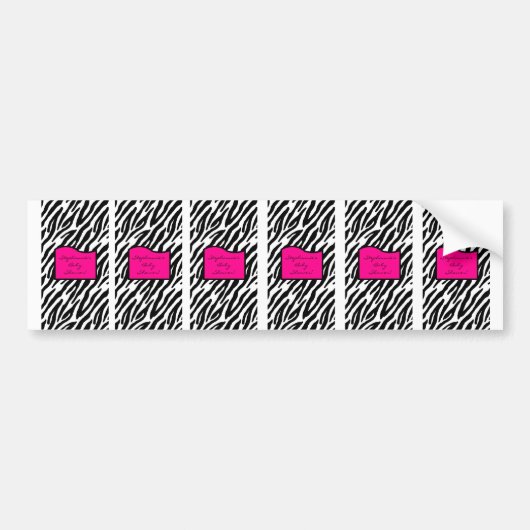 6 Miniatuur Label Hot Pink Zebra Print Bumpersticker (Voorkant)