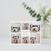 6 Minimalistisch fotocollage - Gold en White Grid Briefkaart (Staand voorkant)