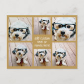 6 Minimalistisch fotocollage - Gold en White Grid Briefkaart (Voorkant)