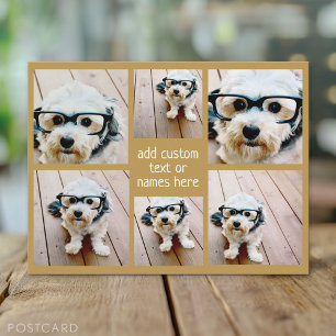 6 Minimalistisch fotocollage - Gold en White Grid Briefkaart