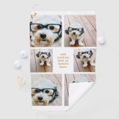 6 Minimalistisch fotocollage - Gold en White Grid Golfhanddoek (Insitu)