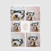 6 Minimalistisch fotocollage - Gold en White Grid Golfhanddoek (Voorkant)