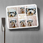 6 Minimalistisch voor fotocollage - Goud en wit Magneet<br><div class="desc">Gebruik je favoriete foto of afbeeldingen om een leuk hoopje te maken om met vrienden te delen. Een eenvoudig ontwerp met slechts momentopnamen en een tekstblok. De foto's van het uitsnijden in vierkantjes alvorens hen aan dit net toe te voegen.</div>
