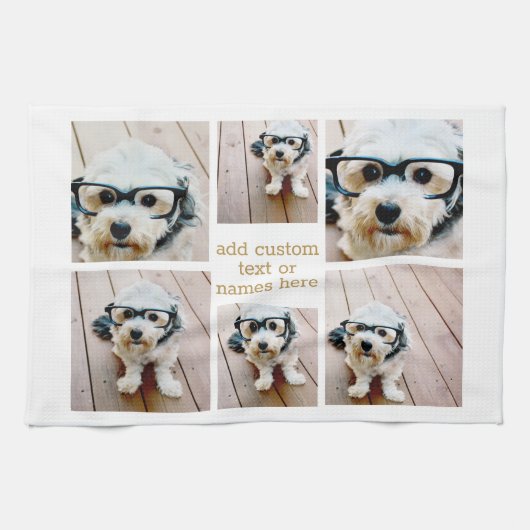 6 Minimalistisch voor fotocollage - Goud en wit Theedoek (Horizontaal)