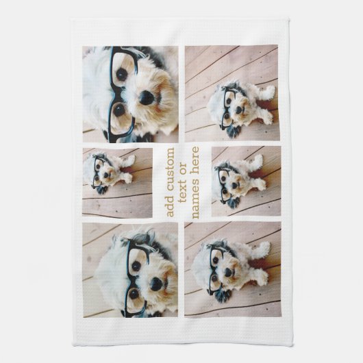 6 Minimalistisch voor fotocollage - Goud en wit Theedoek (Verticaal)