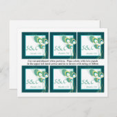 6 Moderne Blauwgroen Pauw bruiloft gunst Labels Briefkaart (Voorkant / Achterkant)