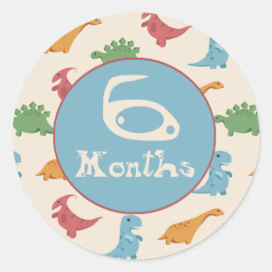 6 Months Dinosaur Milestone Ronde Sticker