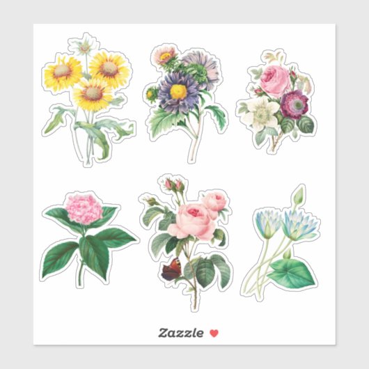 6 Mooie Bloemen voor Scrapbooking Sticker (Vel)