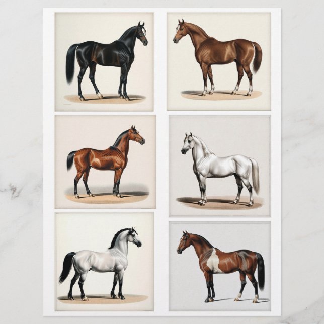 6 Mooie Paard Illustraties voor Papercrafting (Voorkant)