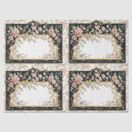 6 Mooie Vintage Sierlijke Paneel Tissue Papers Tissuepapier