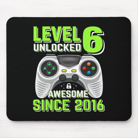6 Ontgrendeld Geweldige 2016 Video Game 6th Birthd Muismat (Voorkant)