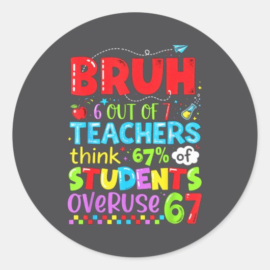 6 Out Of 7 Teachers Think 67% Of Students Overuse  Ronde Sticker (Voorkant)