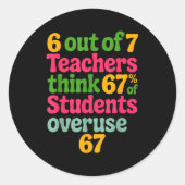 6 Out Of 7 Teachers Think 67% Of Students Overuse  Ronde Sticker (Voorkant)