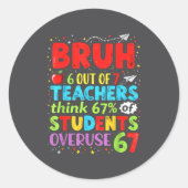 6 Out Of 7 Teachers Think 67% Of Students Overuse Ronde Sticker (Voorkant)