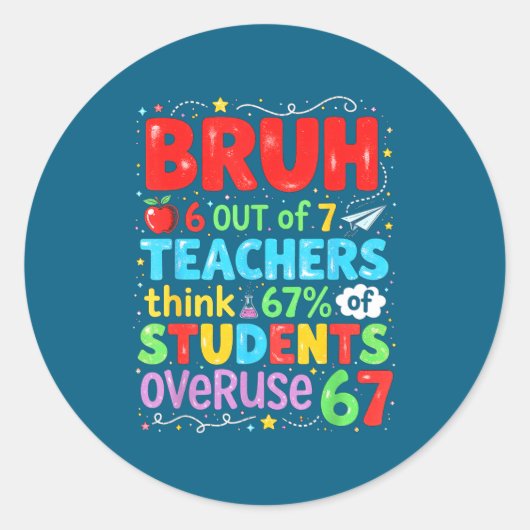 6 Out Of 7 Teachers Think 67% Of Students Overuse  Ronde Sticker (Voorkant)