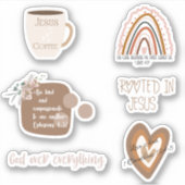 6 Pack Christelijke bijbel geschrift beige Sticker (Voorkant)