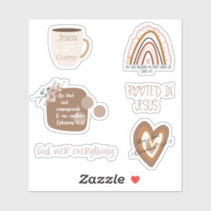 6 Pack Christelijke bijbel geschrift beige Sticker