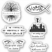 6-pack - Christelijke Jezus bijbel geschrift zwart Sticker (Voorkant)