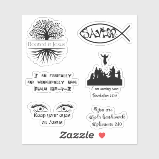 6-pack - Christelijke Jezus bijbel geschrift zwart Sticker (Vel)