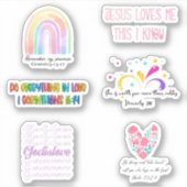 6-pack - Christelijke regenboog Bijbel Sticker (Voorkant)