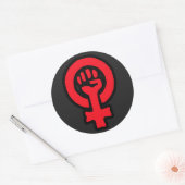6 Pack Custom Rode Glanzende Feministische Symbool Ronde Sticker (Envelop)