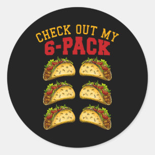 6 Pack Fitness Taco Funny Mexican Gym Top voor Tac Ronde Sticker