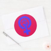 6 Pack Grote Aangepaste Blauwe Glanzende Feministi Ronde Sticker (Envelop)