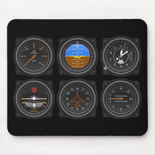 6 Pack of Airplane Gauges Muismat (Voorkant)