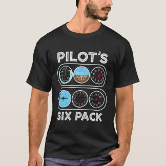 6-pack vlieginstrumenten van de piloot t-shirt