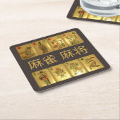 6 papieren onderzetters - 麻 雀 将 bloemen en zalen (Schuin)