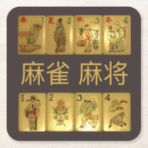 6 papieren onderzetters - 麻 雀 将 bloemen en zalen