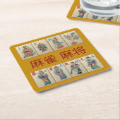 6 papieren onderzetters - 麻 雀 将 bloemen en zalen (Schuin)