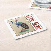 6 papieren onderzetters - Peacocktegel met 麻 雀 将 (Schuin)