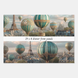 6 Paris Hot Air Balloon Wrapping Drawer Panels Inpakpapier Vel
