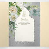 6 pg NIKAH WALIMAH White Greenery Silver Wedding Drieluik Uitnodiging (Binnenkant midden)
