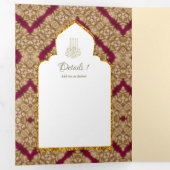 6 pg NIKAH WALIMAH White Red Gold  Drieluik Uitnodiging (Binnenzijde eerst)