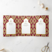 6 pg NIKAH WALIMAH White Red Gold Tri Fold I Drieluik Uitnodiging (Binnen)